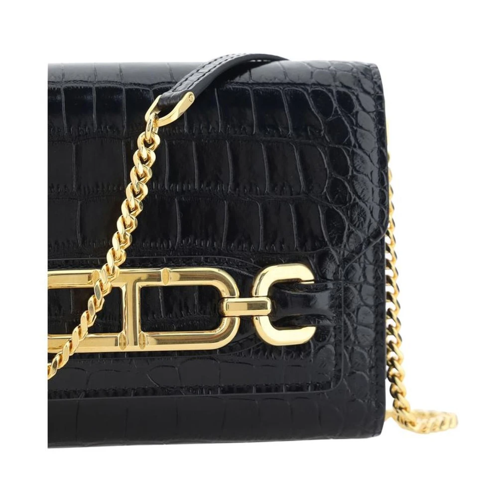 Tom Ford Mini Schoudertas van Kalfsleer met Ketting Black Dames