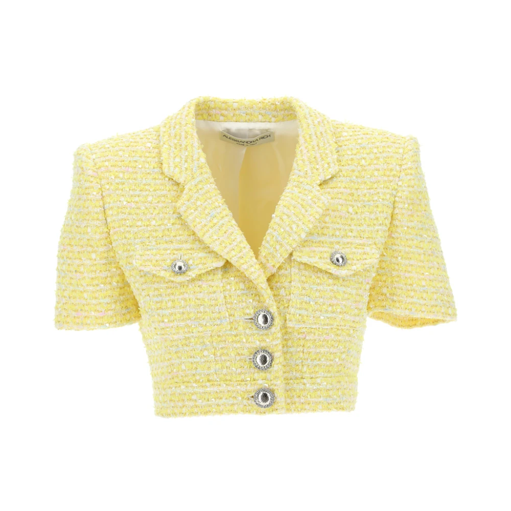 Alessandra Rich Tweed Lurex Cropped Jas Yellow Dames