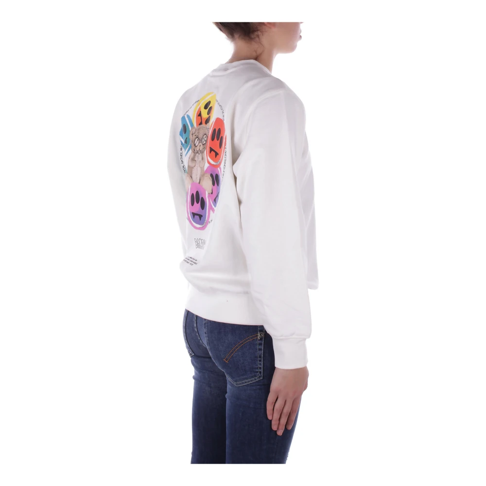 Barrow Beige Logo Sweater Unisex Katoen Beige Dames