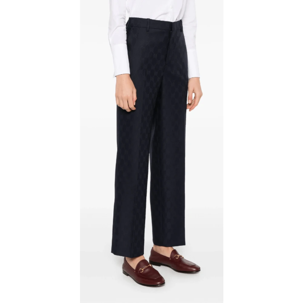 Gucci Blauwe wollen broek keperbinding Blue Dames