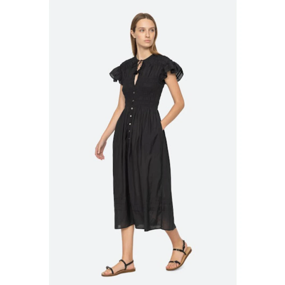Sea NY Bloemenkatoenen jurk met kwastjes Black Dames