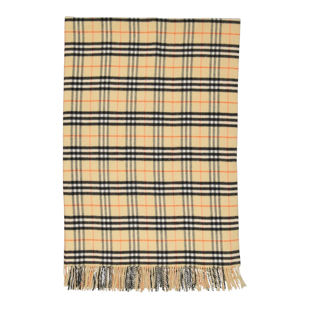 Burberry Unisex Beige Check Wool And Cashmere Blanket