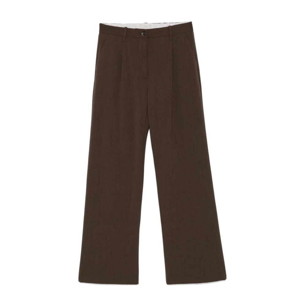 Nine In The Morning Bruine Wollen Broek Rechte Pijp Brown Dames