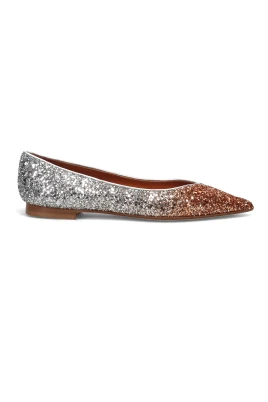 Glittrande Silver Platta Skor