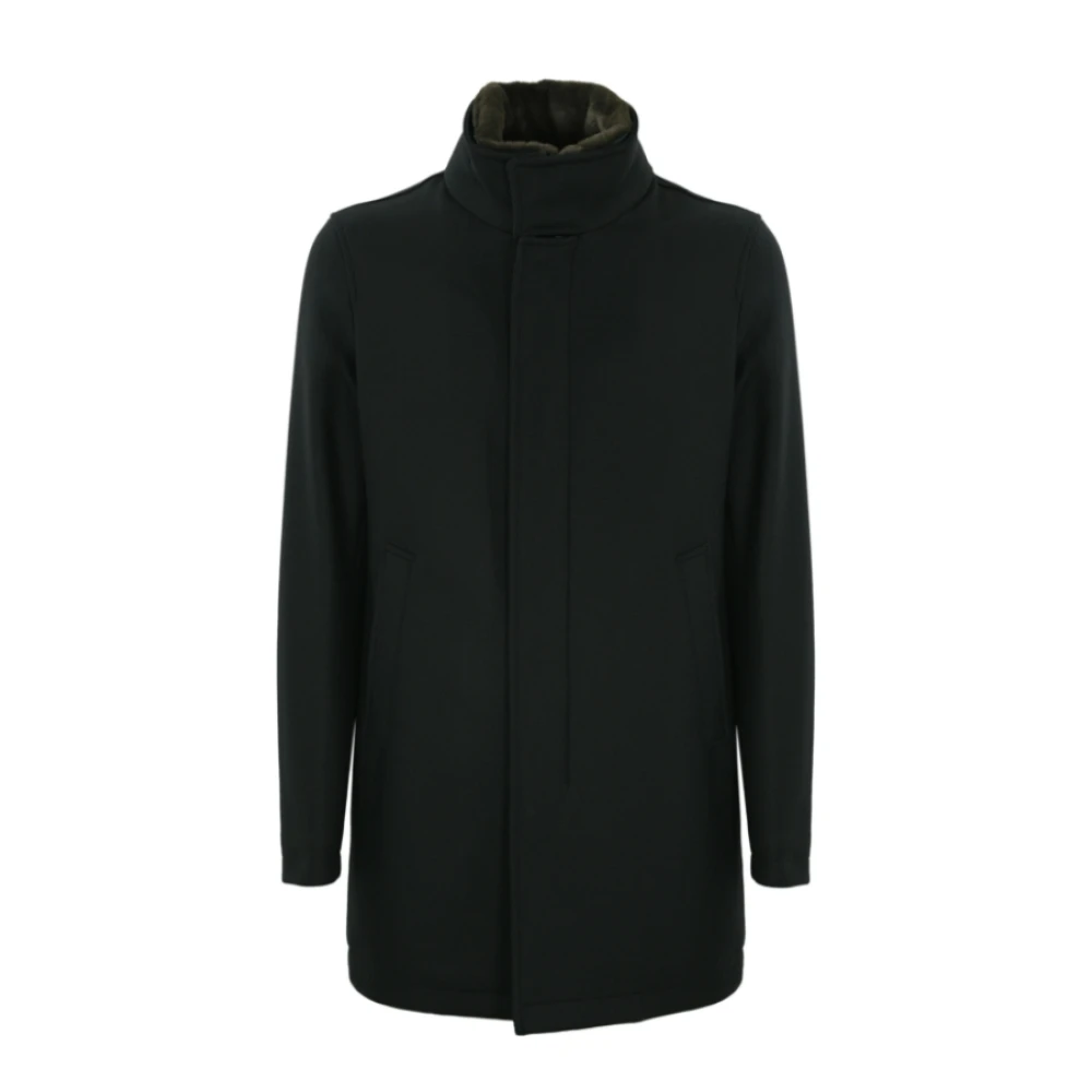 Herno Men's Blue Wool Blend Coat