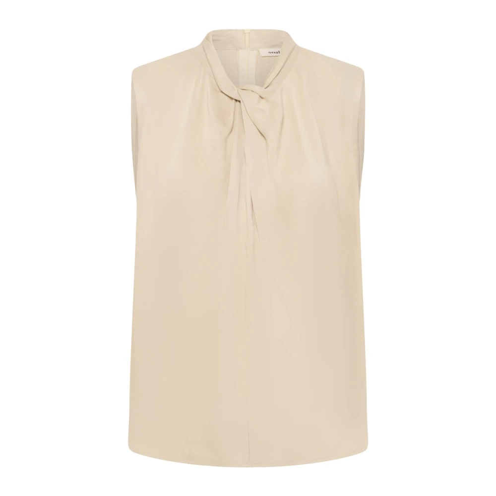 Soaked In Luxury Beige Sleeveless Tops, Female, Xl, Simone Tank Top