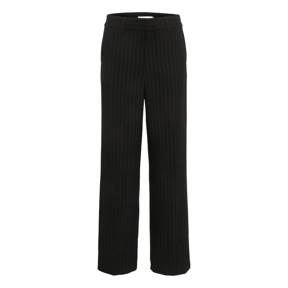 Gestuz Black Straight Trousers, Female, S, Joellegz Pinstripe Trousers