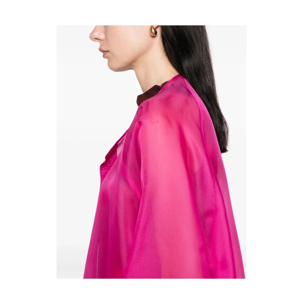 Gianluca Capannolo Fuchsia Roze Open Voorkant Jas Pink Dames