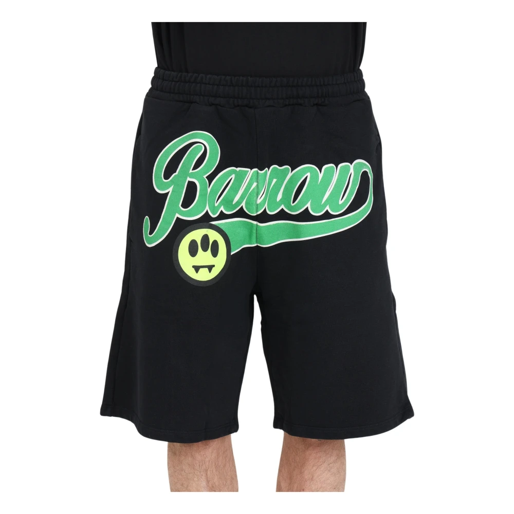 Barrow Zwarte Unisex Shorts met Logo en Glimlach Black Heren