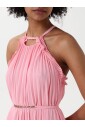 robe-longue-a-col-halter-plissee