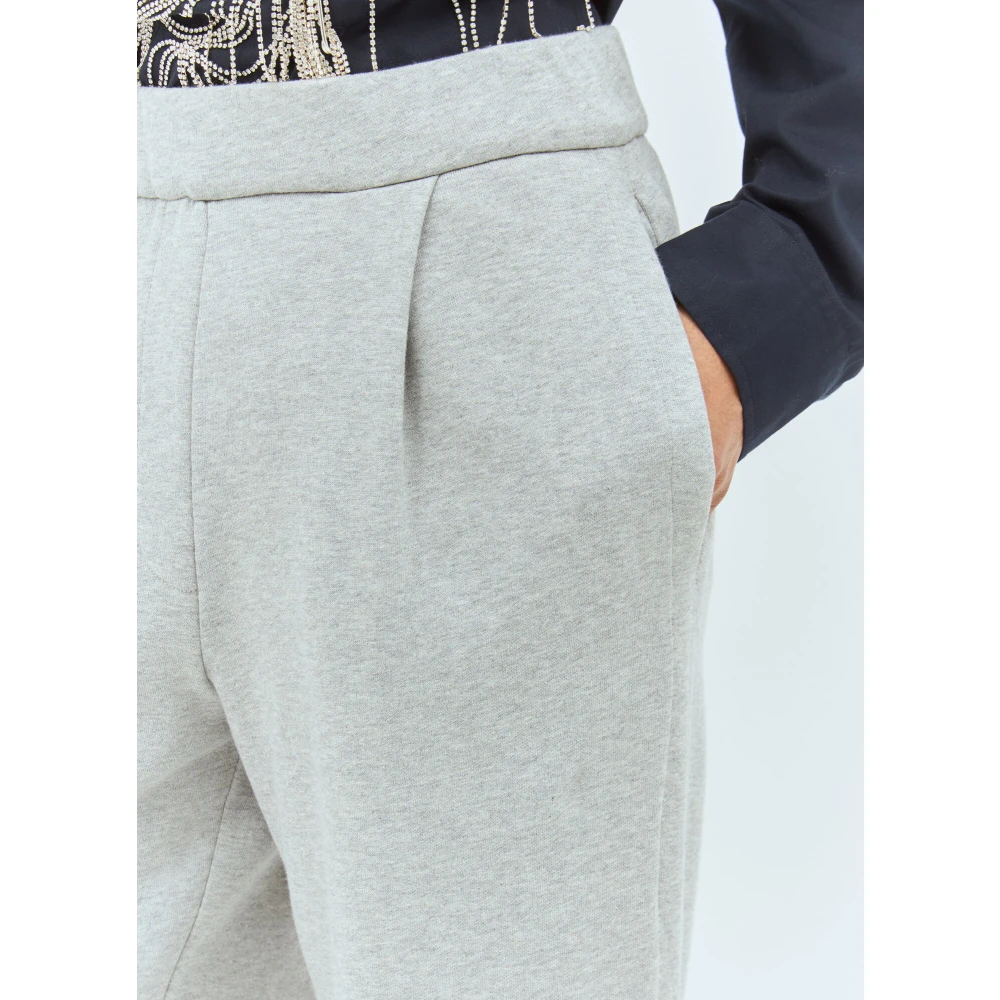 Dries Van Noten Katoenen Jersey Wide-Leg Track Pants Gray Dames