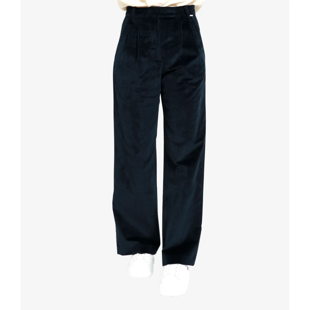 Roy Roger's Blauwe Fluwelen Broek Geribbeld Patroon Blue Dames