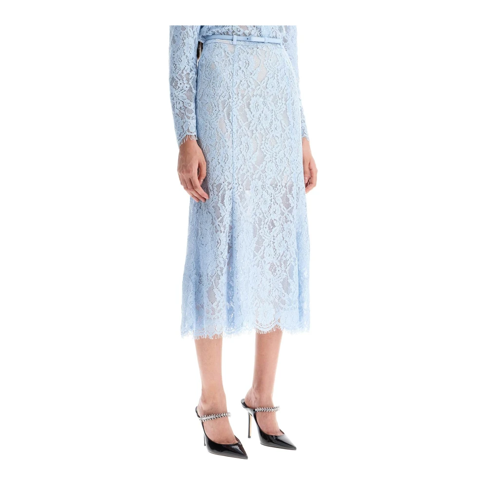 Self Portrait Gebloemde kanten midi-rok met pailletten Blue Dames