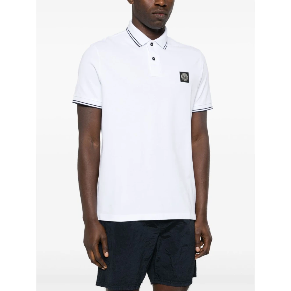 Stone Island Gestreept Poloshirt in Wit White Heren
