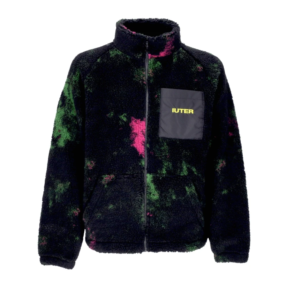 Iuter Tie Dye Fur Zip Sherpa Jas Black Heren