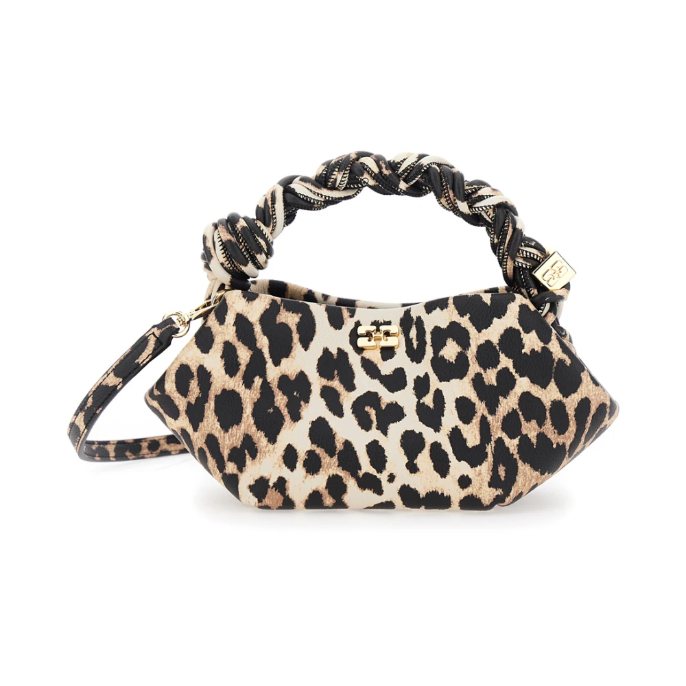 Ganni Women's Brown Mini Bou Bag In Grained Leopard - Image 3