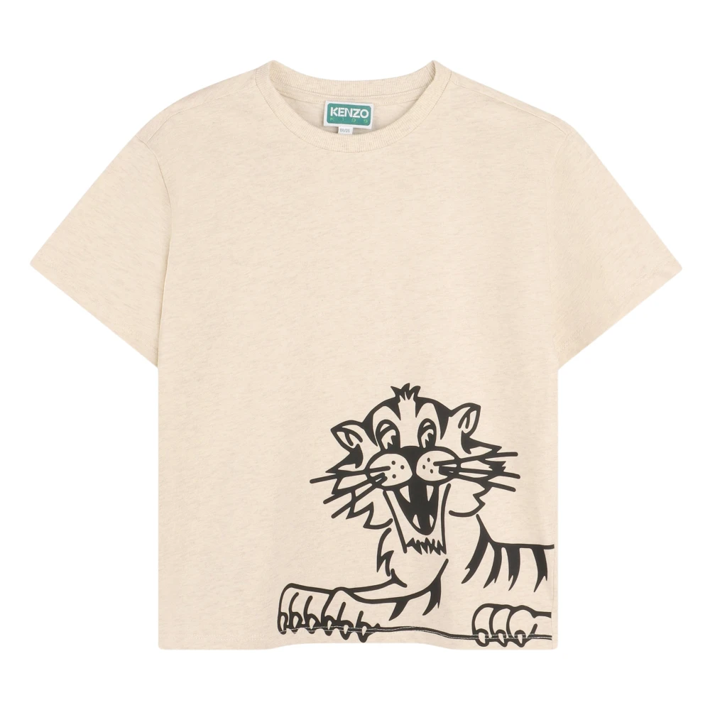 Kenzo Men's Beige Tiger Print T-Shirt