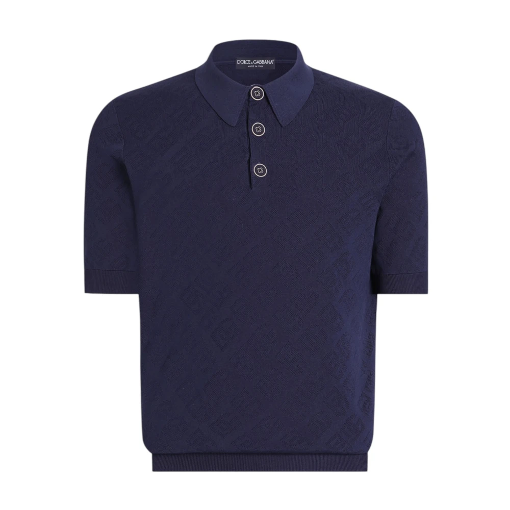 Dolce & Gabbana Blue Polo Shirts, Male, L, Silk Polo Shirt