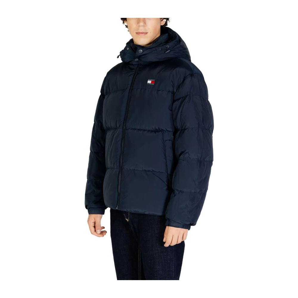 Tommy Jeans Blauwe Polyesterjas Heren Herfst Winter Collectie Blue Heren