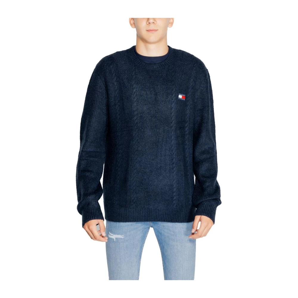 Tommy Jeans Blauwe Gebreide Trui Acryl Mix Blue Heren