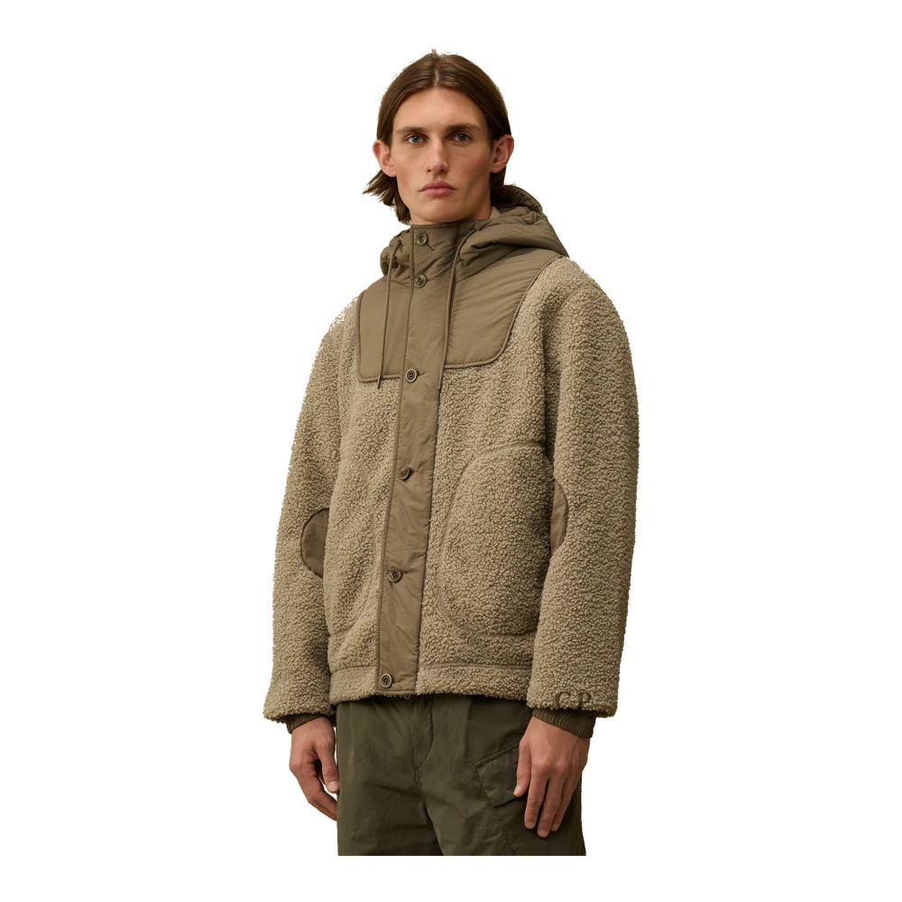 C.P. Company Polar Fleece capuchonjack met Taylon-L inzetstukken Brown Heren