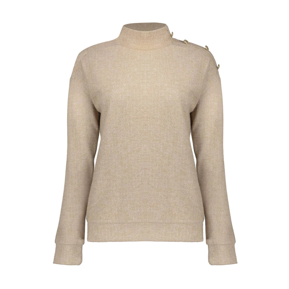 Geisha Jacquard Sweater met knopen Beige Dames
