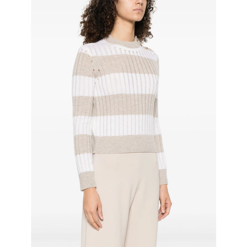 Max Mara Witte Trui met Horizontale Strepen Multicolor Dames