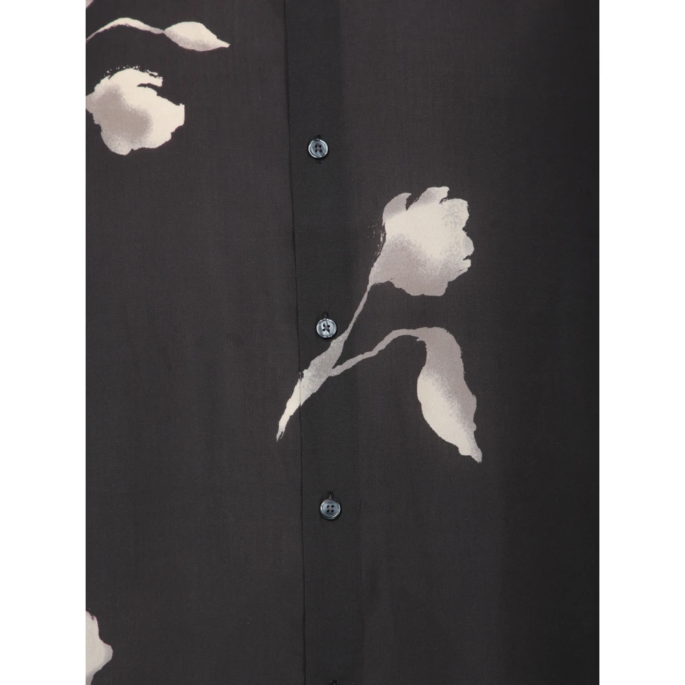 Emporio Armani Zwart overhemd met bloemmotief Black Heren