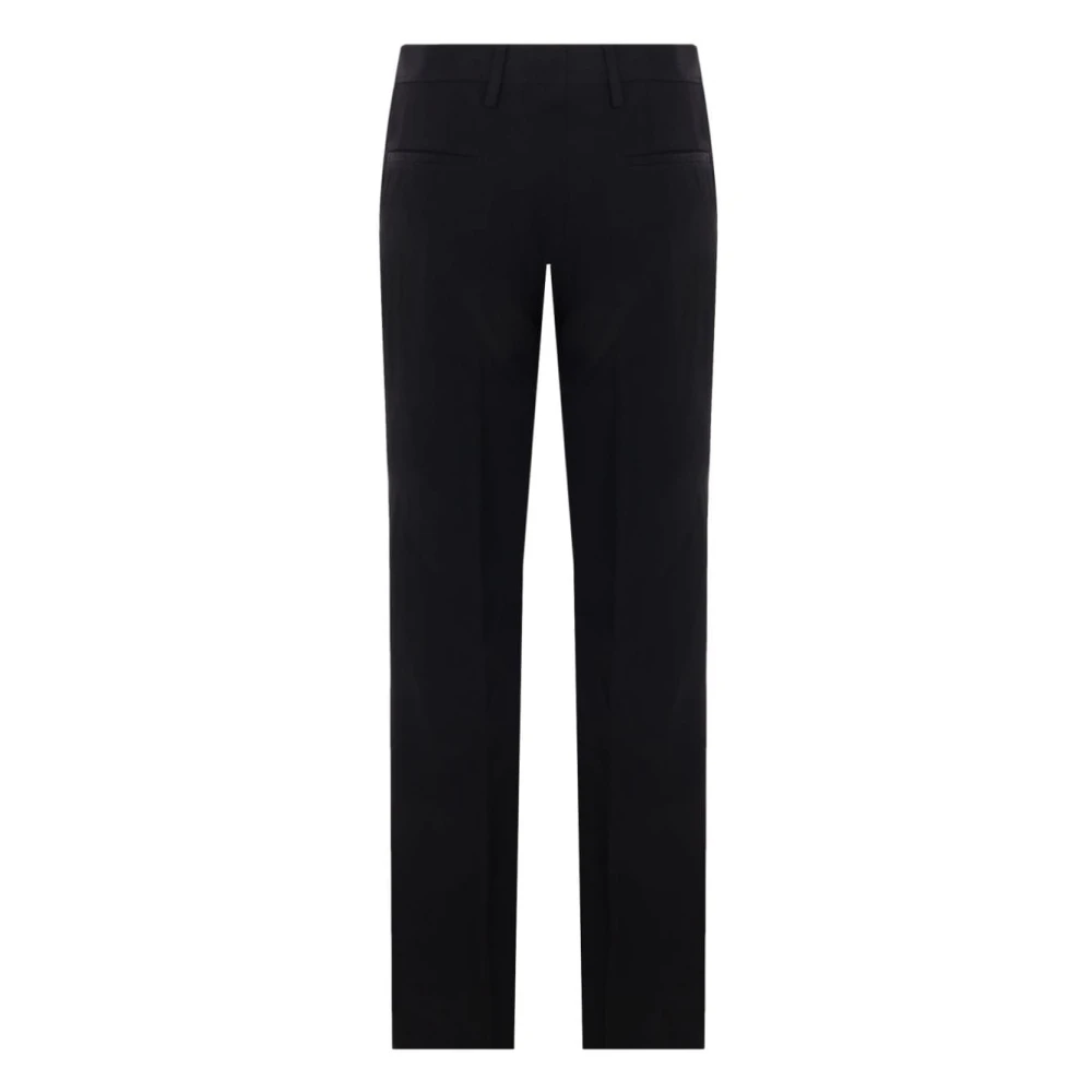 Dries Van Noten Zwarte rechte pijp wollen gabardine broek Black Dames