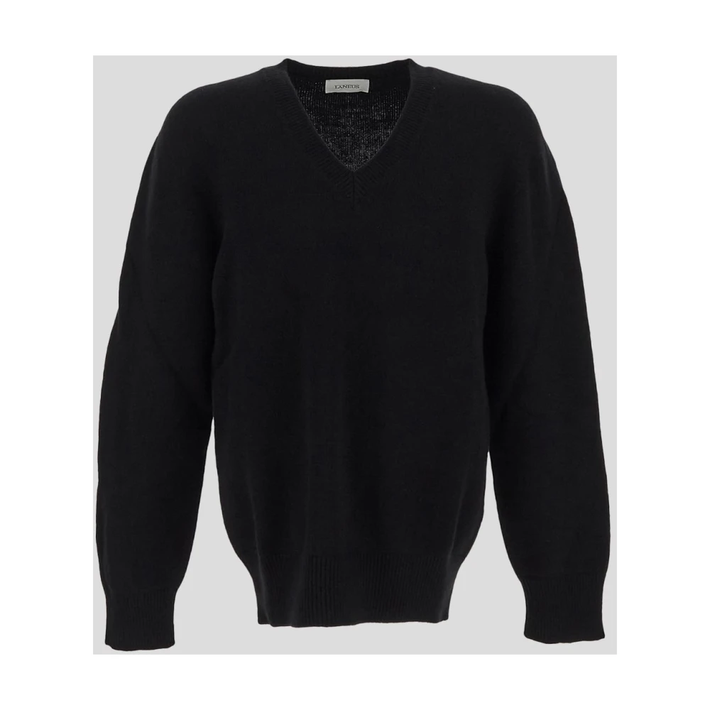 Laneus Wol V-hals Gebreid Black Heren