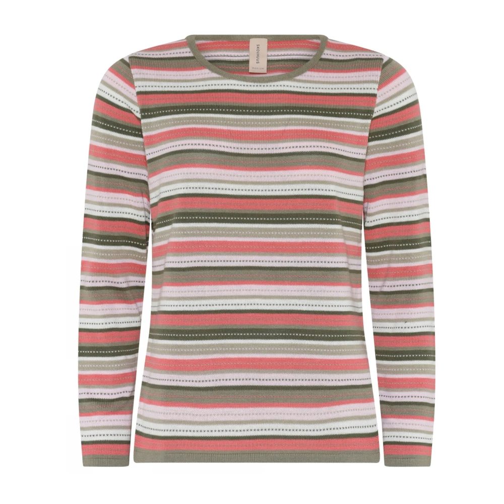 Skovhuus Gestreepte O-Neck Blouse Eiken Rood Multicolor Dames