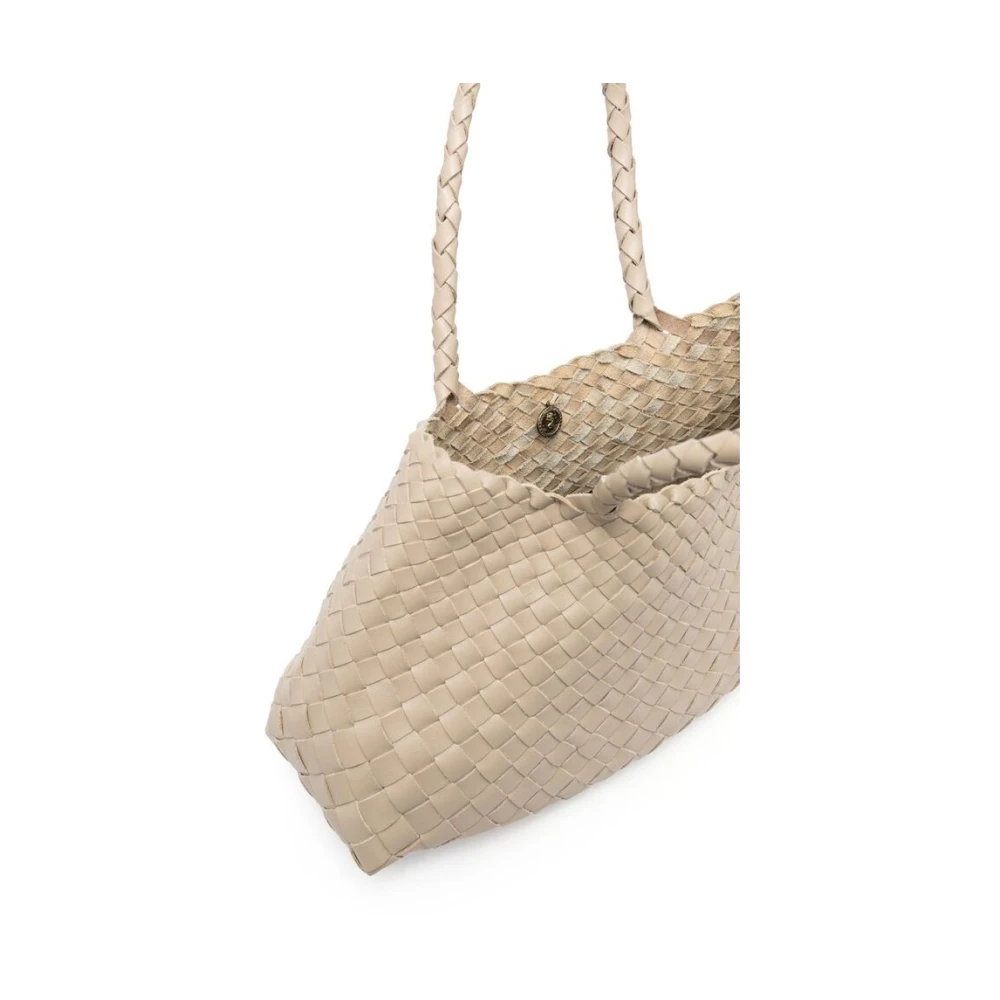 Dragon Diffusion Crème Geweven Leren Schoudertas Beige Dames