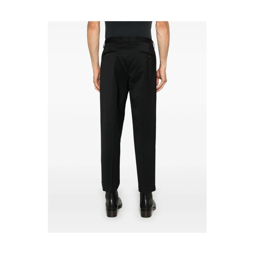 Briglia Zwarte Wollen Blend Getailleerde Broek Black Heren