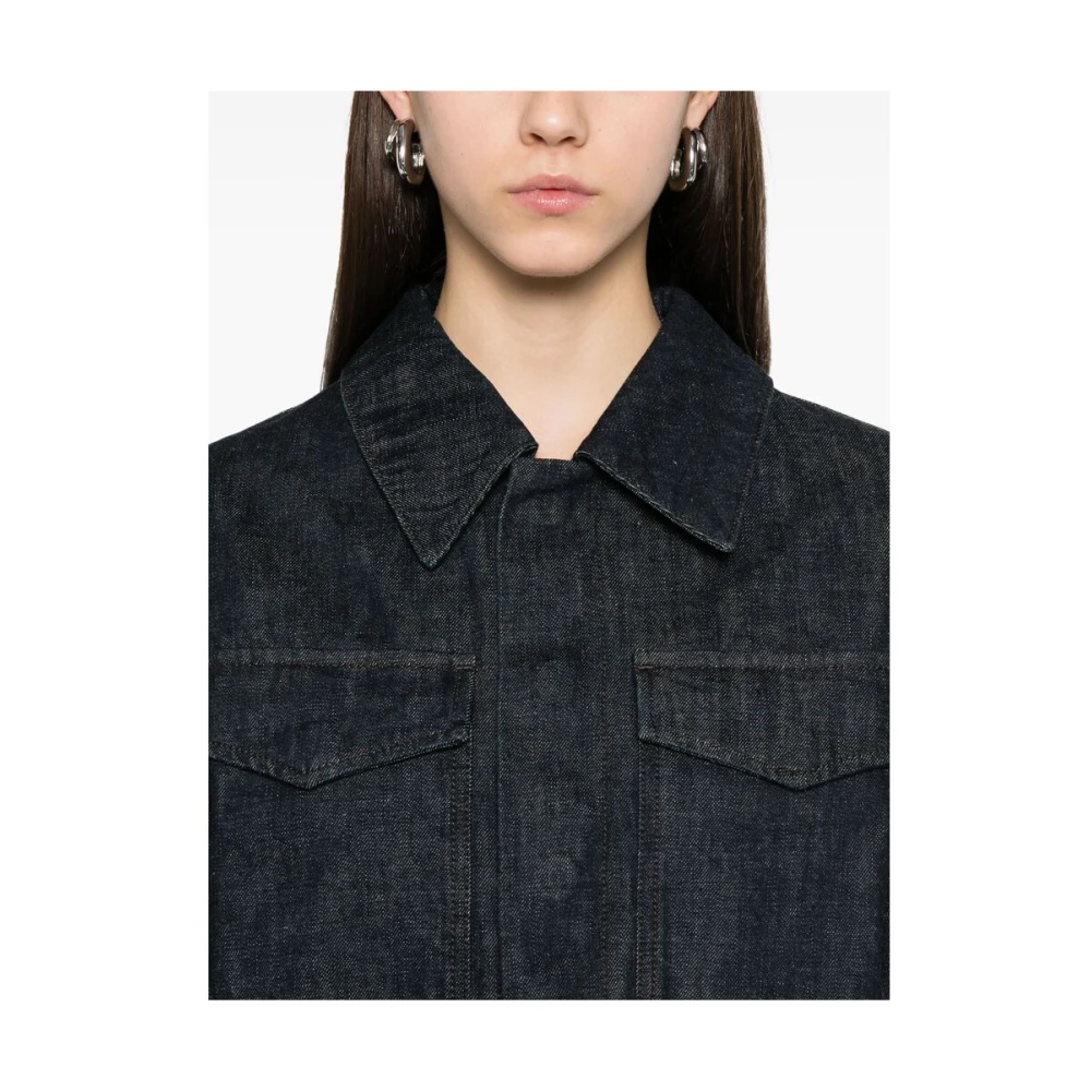 Lemaire Indigo Blauw Klassieke Kraag Buitenkleding Blue Dames
