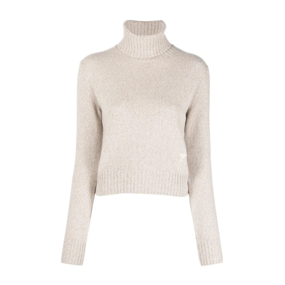 Casual Beige Cashmere Wool Sweater