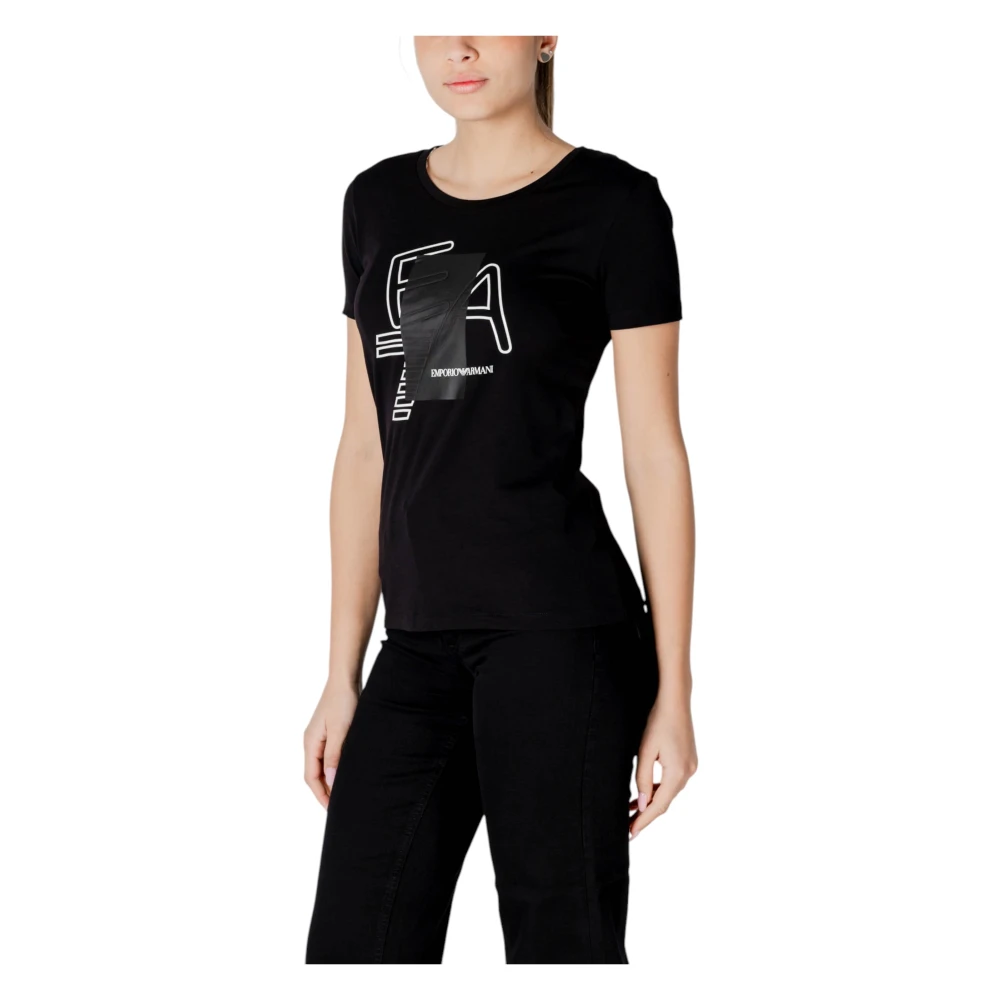 Emporio Armani EA7 Korte Mouw T-shirt Lente Zomer Collectie Black Dames