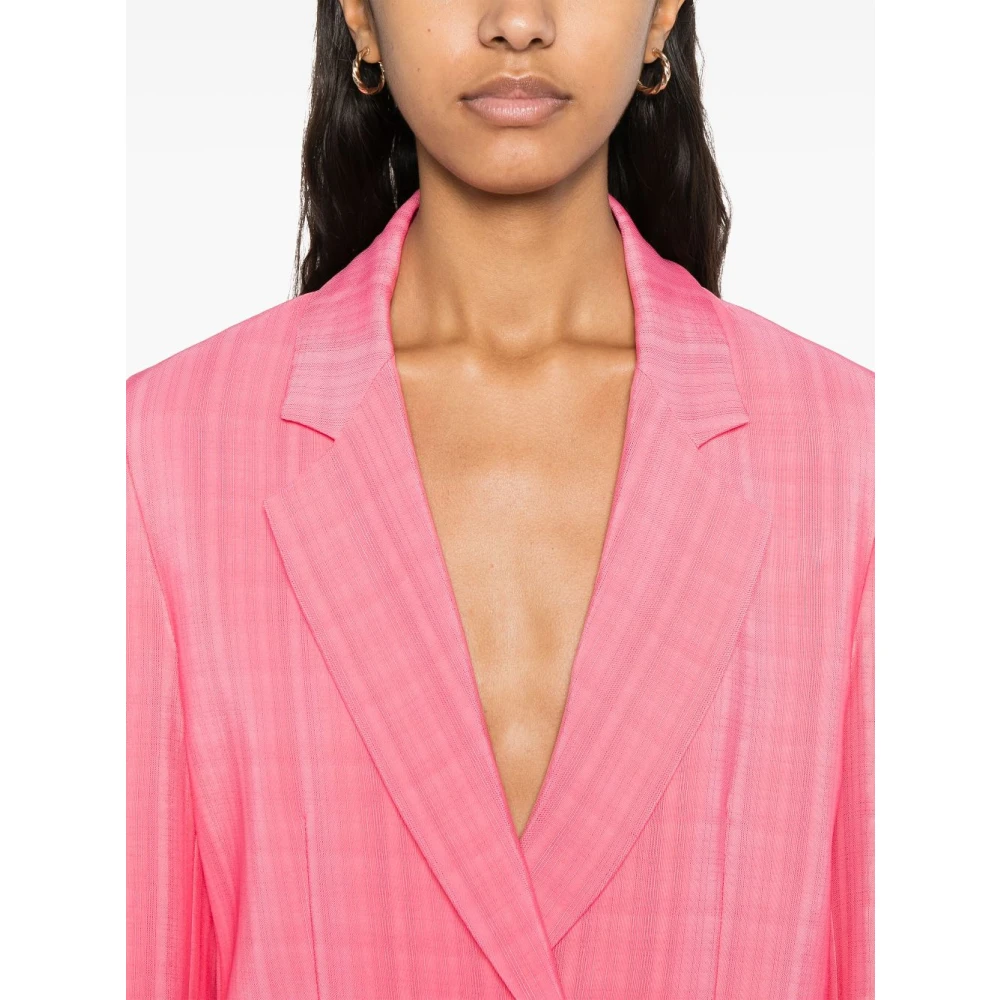 Semicouture Flamingo Pink Jas met Voorknoppen Pink Dames