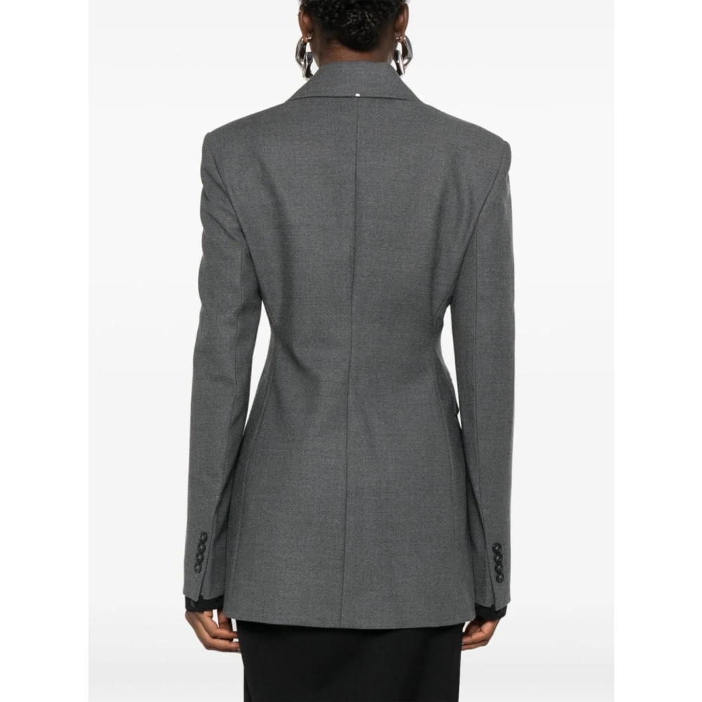 SPORTMAX Grijze Wollen Blend Textuur Jas Gray Dames