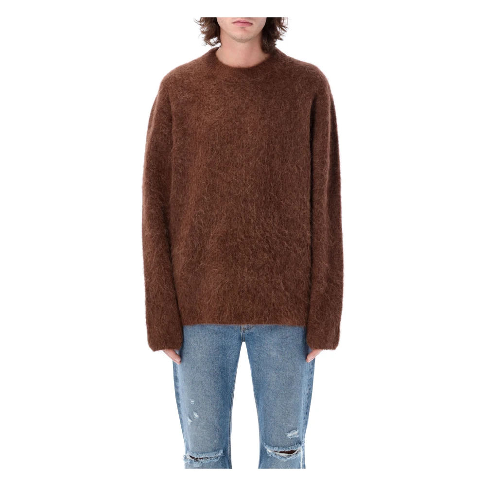 Séfr Chunky Crew Neck Alpaca Sweater Brown Heren