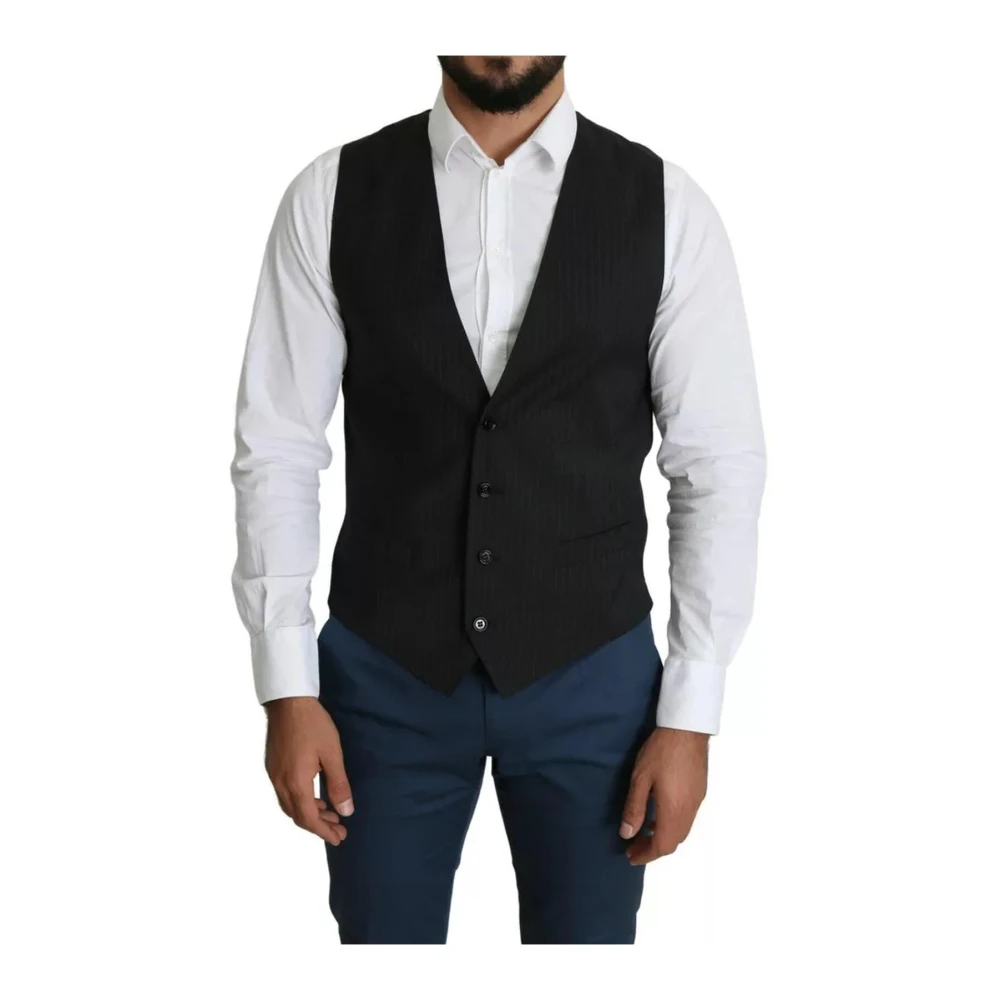 Dolce & Gabbana Uomo Nero - Elegante Gilet In Lana - Suits - M
