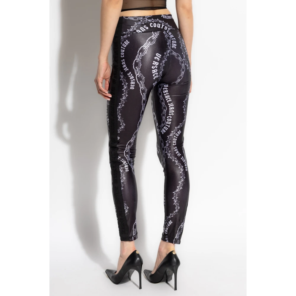 Versace Jeans Couture Gedessineerde leggings van Black Dames