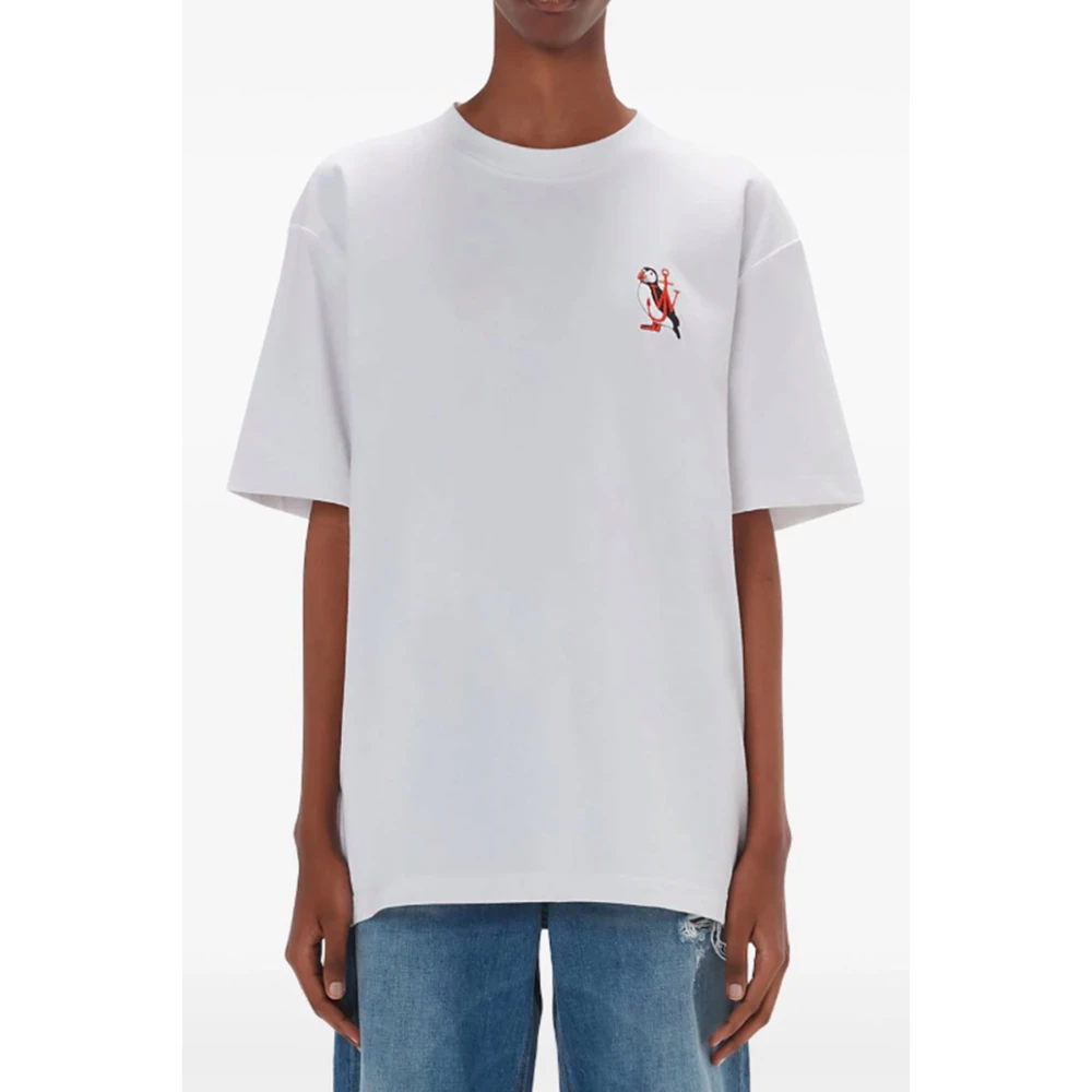 JW Anderson Anker Logo Katoenen T-shirt Wit White Heren
