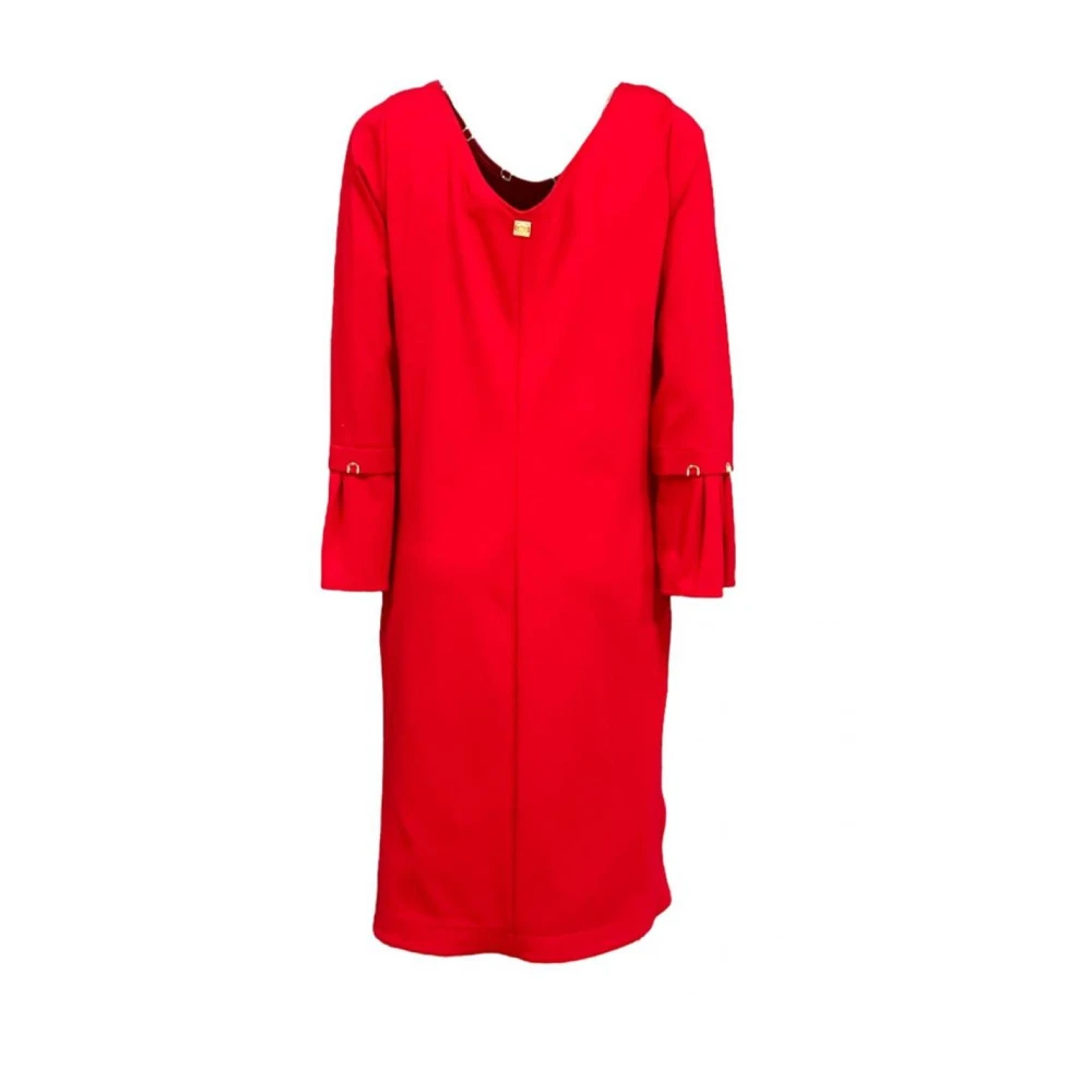 Cavalli Class Rode Jersey Jurk met Gouden Metalen Applicaties Red Dames