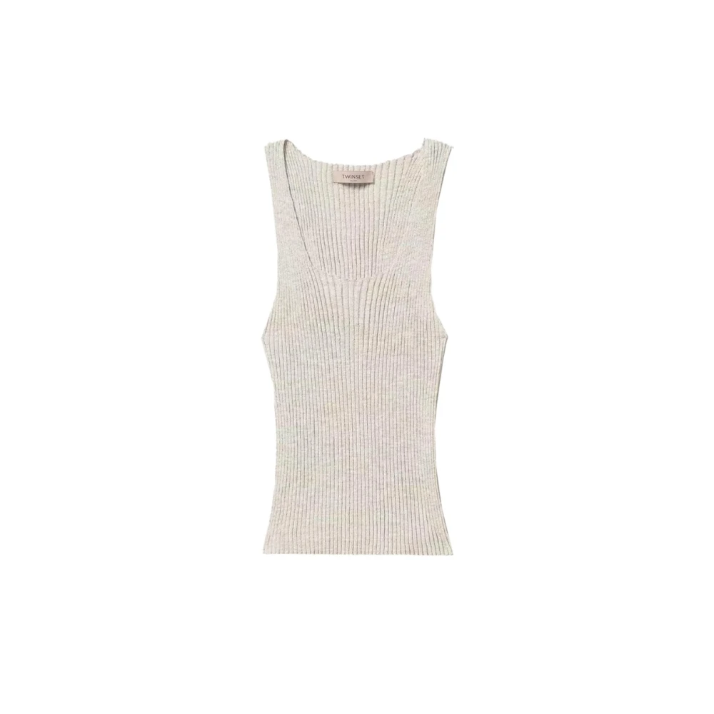 Twinset Women's White Golden Lurex Top - Sleeveless Tops - Xs - Tops