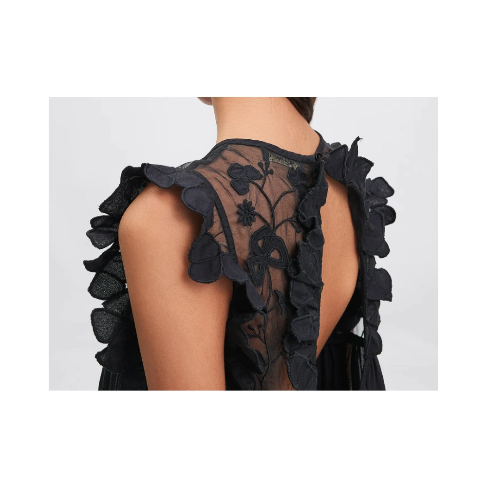 Mes Demoiselles Zwarte Kant Katoenen Mouwloze Jurk Black Dames
