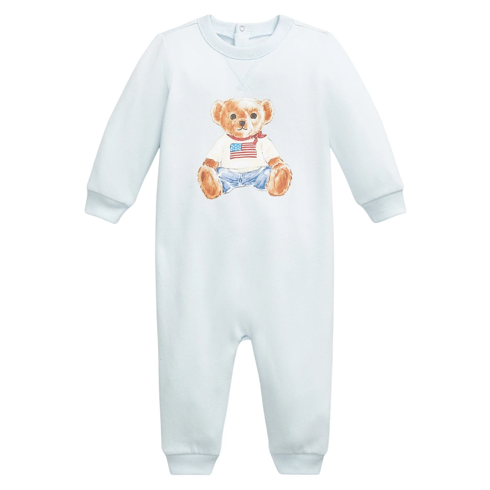 Ralph Lauren Men's Blue Baby Boys Polo Bear Romper In