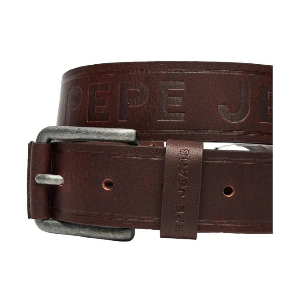 Pepe Jeans Vintage Leren Riem Urban Stijl Brown Heren