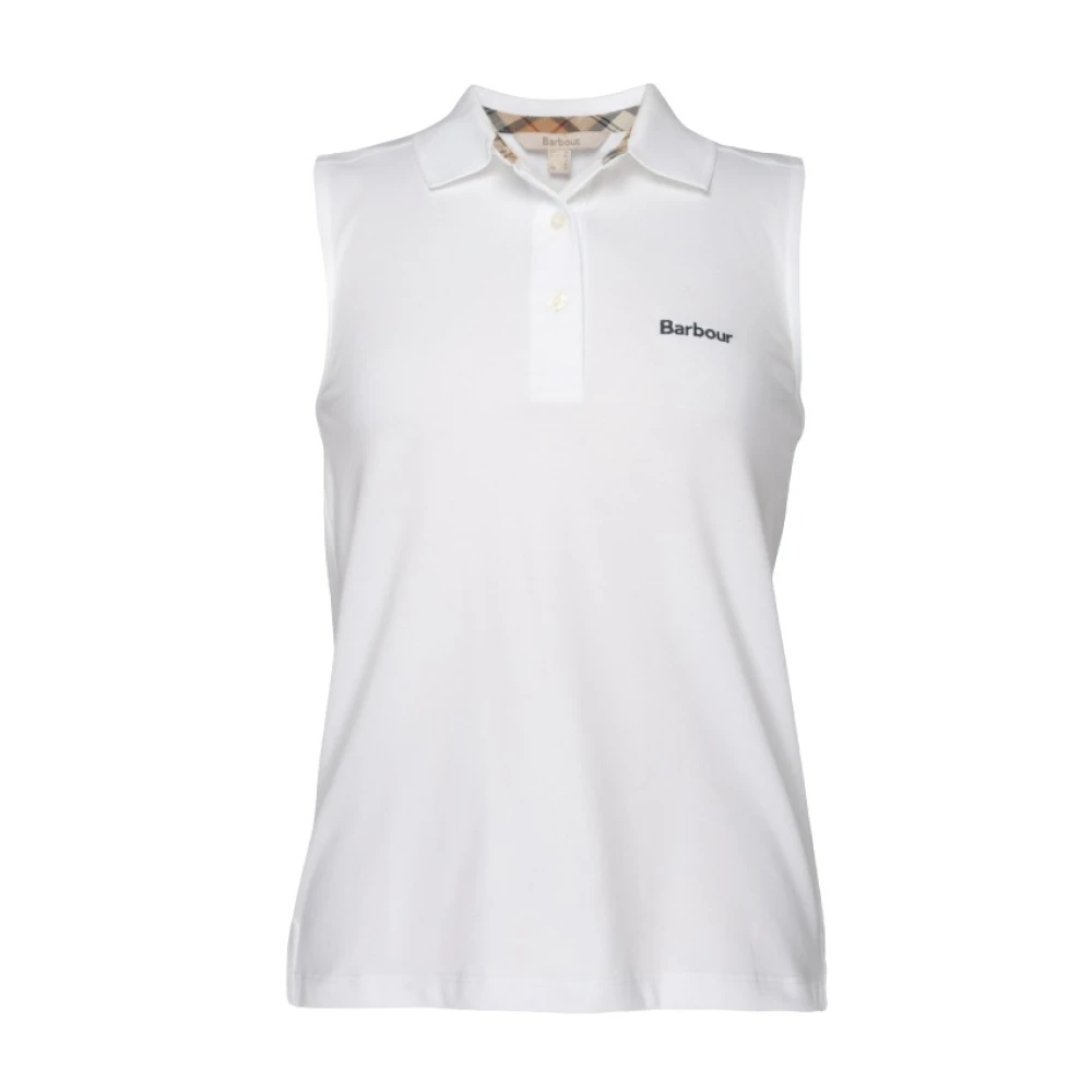 Barbour Women's White Bowford Sleeveless Polo Top - Polo Shirts - M - Tops