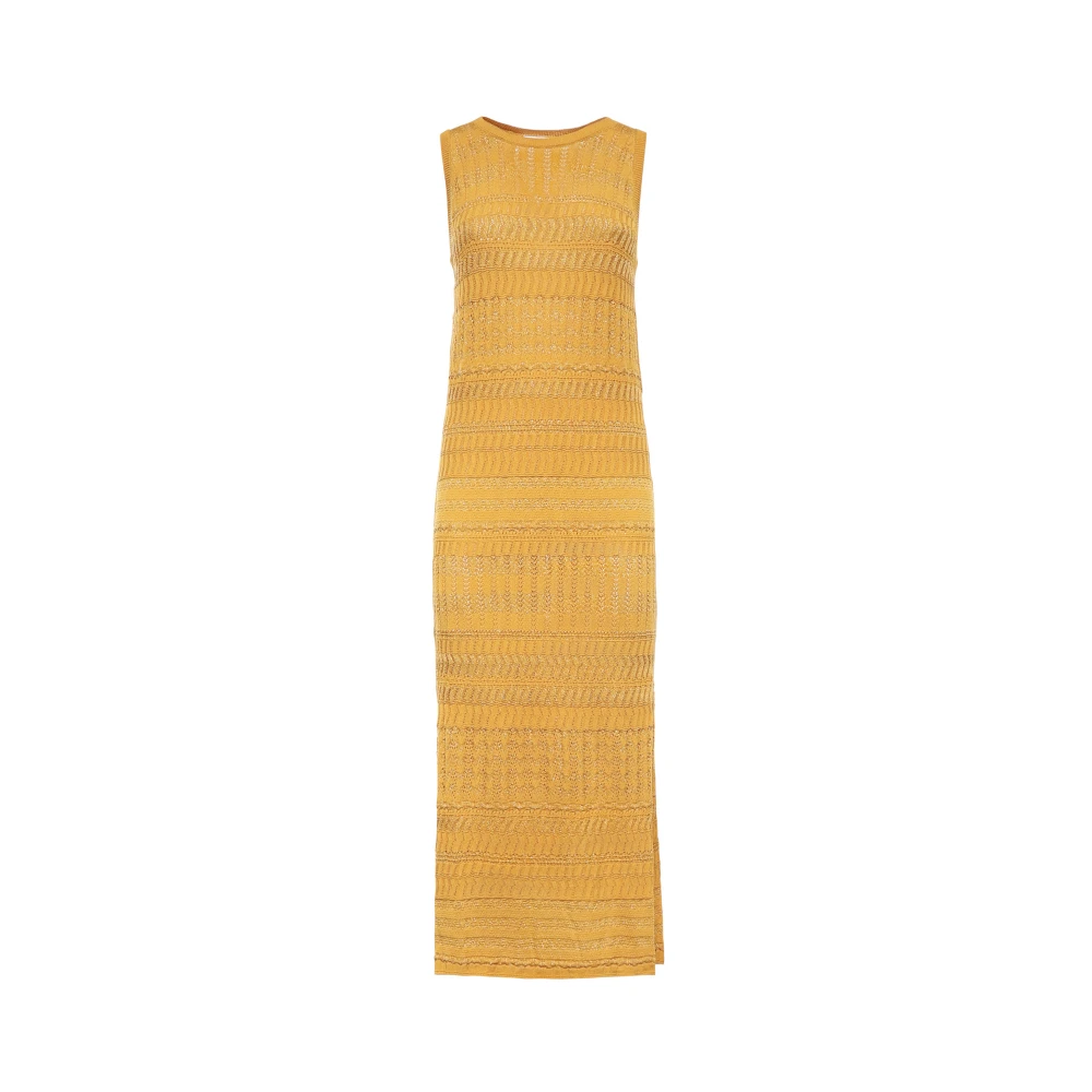 Akep Women's Yellow Abito Lungo - Knitted Dresses - M - Dresses