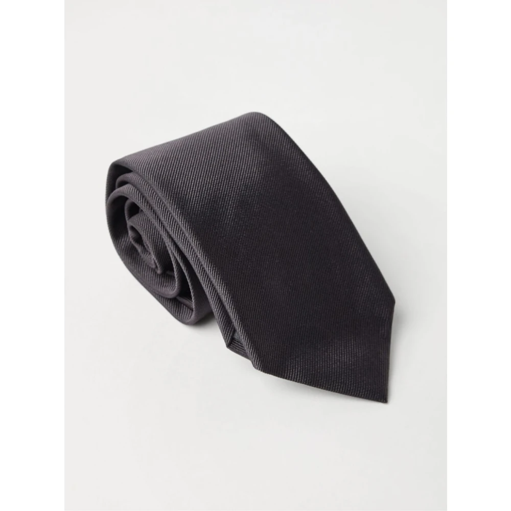 BRUNELLO CUCINELLI Antraciet Zijden Twill Stropdas Gray Heren